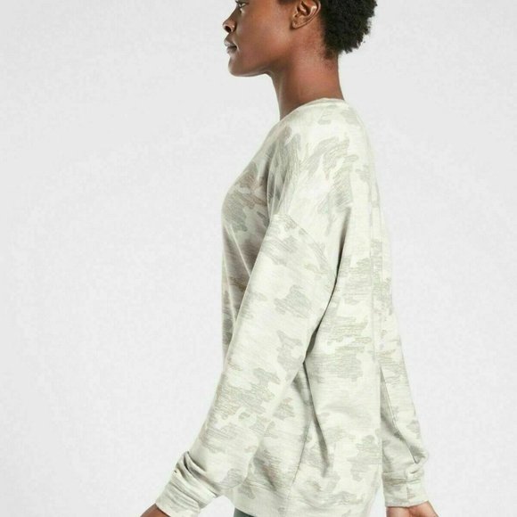 Athleta Women Pure Luxe Printed Sweatshirt Grey Camo XS NWT - Picture 6 of 8